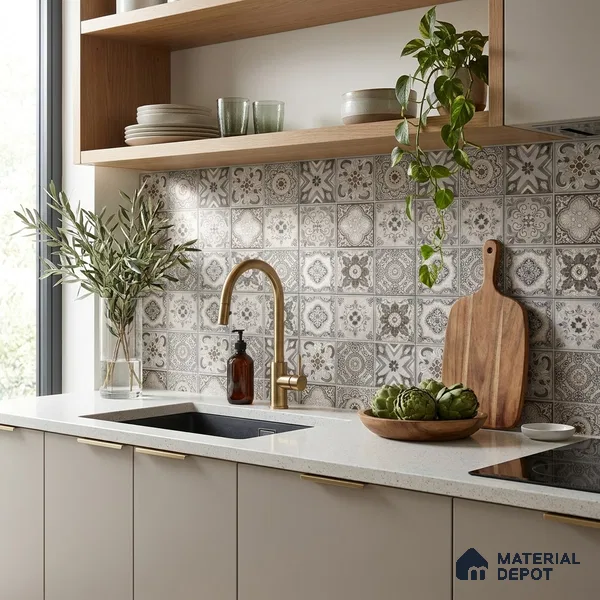Moroccan Floor & Wall Tile TL 08340 Moroccon 12 2 ft x 2 ft Matte Finish Vitrified Tile - 9 mm | 2 Random Design | Suitable For Kitchen Backsplash, Balcony, Dining Area | Please Expect a Slight Variation of Pattern
