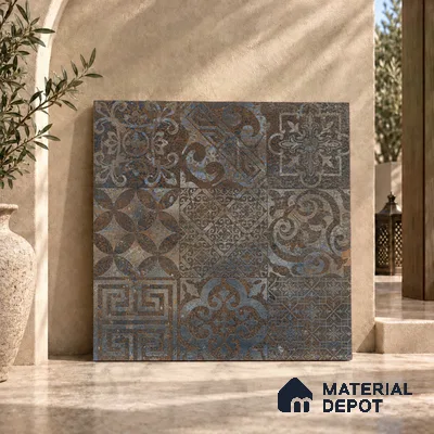 Moroccan Floor & Wall Tile TL 08341 Moroccon 15 2 ft x 2 ft Matte Finish Vitrified Tile - 9 mm | 1 Random Design | Suitable For Courtyard, Balcony, Corridor | Please Expect a Slight Variation of Pattern