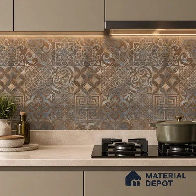 Moroccan Floor & Wall Tile TL 08341 Moroccon 15 2 ft x 2 ft Matte Finish Vitrified Tile - 9 mm | 1 Random Design | Suitable For Courtyard, Balcony, Corridor | Please Expect a Slight Variation of Pattern