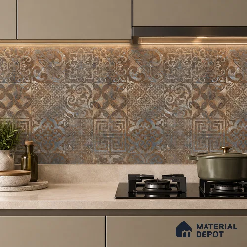 Moroccan Floor & Wall Tile TL 08341 Moroccon 15 2 ft x 2 ft Matte Finish Vitrified Tile - 9 mm | 1 Random Design | Suitable For Courtyard, Balcony, Corridor | Please Expect a Slight Variation of Pattern