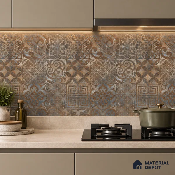 Moroccan Floor & Wall Tile TL 08341 Moroccon 15 2 ft x 2 ft Matte Finish Vitrified Tile - 9 mm | 1 Random Design | Suitable For Courtyard, Balcony, Corridor | Please Expect a Slight Variation of Pattern