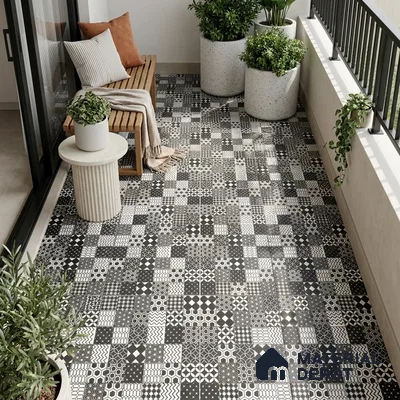 Moroccan Floor & Wall Tile TL 08342 Moroccon 16 2 ft x 2 ft Matte Finish Vitrified Tile - 9 mm | 3 Random Design | Suitable For Kitchen Backsplash, Balcony, Dining Area | Please Expect a Slight Variation of Pattern