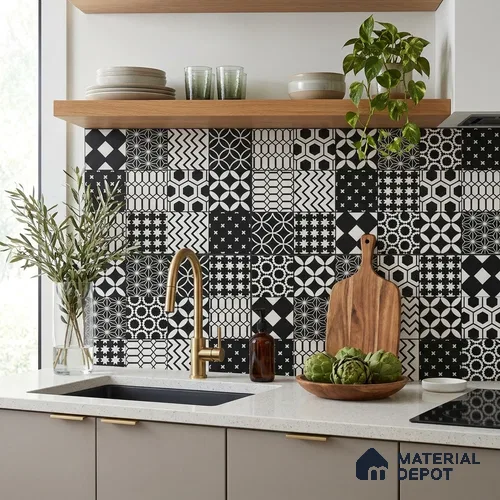 Moroccan Floor & Wall Tile TL 08342 Moroccon 16 2 ft x 2 ft Matte Finish Vitrified Tile - 9 mm | 3 Random Design | Suitable For Kitchen Backsplash, Balcony, Dining Area | Please Expect a Slight Variation of Pattern