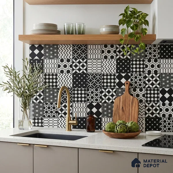 Moroccan Floor & Wall Tile TL 08342 Moroccon 16 2 ft x 2 ft Matte Finish Vitrified Tile - 9 mm | 3 Random Design | Suitable For Kitchen Backsplash, Balcony, Dining Area | Please Expect a Slight Variation of Pattern