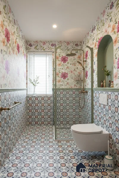 Moroccan Carpet Wall & Floor Tile TL 08345 C 61018 C 1 ft x 1 ft Ceramic Matte Finish - 10 mm | Suitable For Bathroom, Kitchen, Balcony | Please Expect a Slight Variation of Pattern