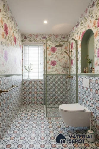 Moroccan Carpet Wall & Floor Tile TL 08345 C 61018 C 1 ft x 1 ft Ceramic Matte Finish - 10 mm | Suitable For Bathroom, Kitchen, Balcony | Please Expect a Slight Variation of Pattern