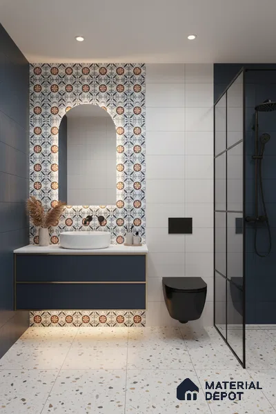 Moroccan Carpet Wall & Floor Tile TL 08345 C 61018 C 1 ft x 1 ft Ceramic Matte Finish - 10 mm | Suitable For Bathroom, Kitchen, Balcony | Please Expect a Slight Variation of Pattern