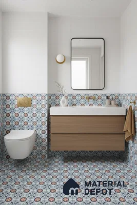 Moroccan Carpet Wall & Floor Tile TL 08345 C 61018 C 1 ft x 1 ft Ceramic Matte Finish - 10 mm | Suitable For Bathroom, Kitchen, Balcony | Please Expect a Slight Variation of Pattern