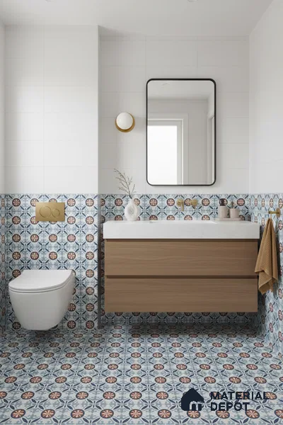 Moroccan Carpet Wall & Floor Tile TL 08345 C 61018 C 1 ft x 1 ft Ceramic Matte Finish - 10 mm | Suitable For Bathroom, Kitchen, Balcony | Please Expect a Slight Variation of Pattern