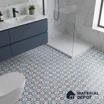 Moroccan Carpet Wall & Floor Tile TL 08345 C 61018 C 1 ft x 1 ft Ceramic Matte Finish - 10 mm | Suitable For Bathroom, Kitchen, Balcony | Please Expect a Slight Variation of Pattern
