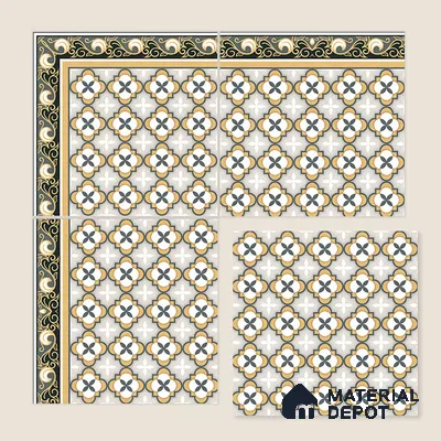 Moroccan Carpet Tile TL 08346 B 61019 B 1 ft x 1 ft Ceramic Matte Finish - 10 mm | Suitable For Living Room, Kitchen, Dining Area | Please Expect a Slight Variation of Pattern