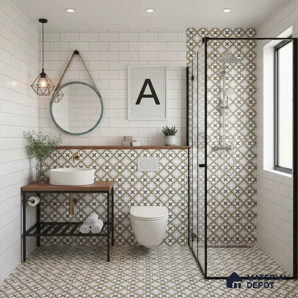 Moroccan Carpet Wall & Floor Tile TL 08346 C 61019 C 1 ft x 1 ft Ceramic Matte Finish - 10 mm | Suitable For Bathroom, Kitchen, Balcony | Please Expect a Slight Variation of Pattern
