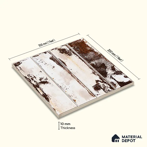 Moroccan Wall & Floor Tile TL 08356 Artefic 203 1 ft x 1 ft Ceramic Matte Finish - 10 mm | Suitable For Bathroom, Kitchen, Balcony | Please Expect a Slight Variation of Pattern