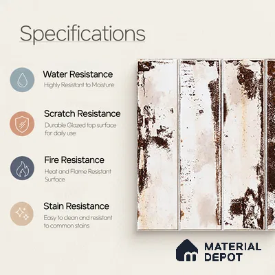 Moroccan Wall & Floor Tile TL 08356 Artefic 203 1 ft x 1 ft Ceramic Matte Finish - 10 mm | Suitable For Bathroom, Kitchen, Balcony | Please Expect a Slight Variation of Pattern