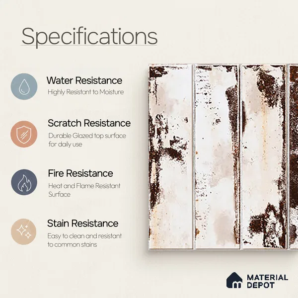 Moroccan Wall & Floor Tile TL 08356 Artefic 203 1 ft x 1 ft Ceramic Matte Finish - 10 mm | Suitable For Bathroom, Kitchen, Balcony | Please Expect a Slight Variation of Pattern