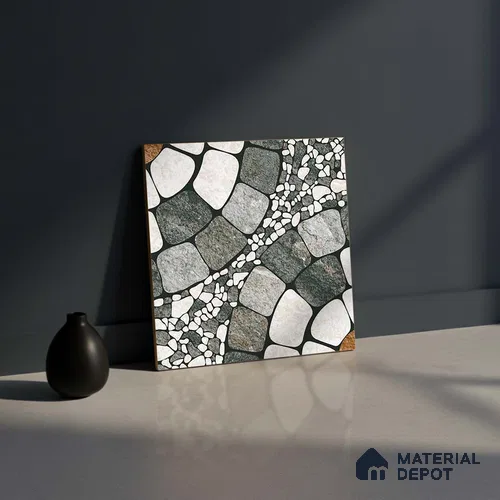 Patterned Look Parking Tile TL 08373 1 ft x 1 ft Vitrified Matte Finish - 8 mm | Please Expect a Slight Variation of Pattern