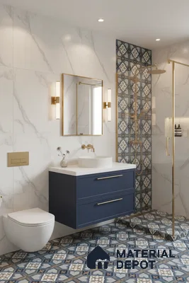 Moroccan Wall & Floor Tile TL 08375 1 ft x 1 ft Vitrified Matte Finish - 8 mm | Suitable For Bathroom, Kitchen, Balcony | Please Expect a Slight Variation of Pattern