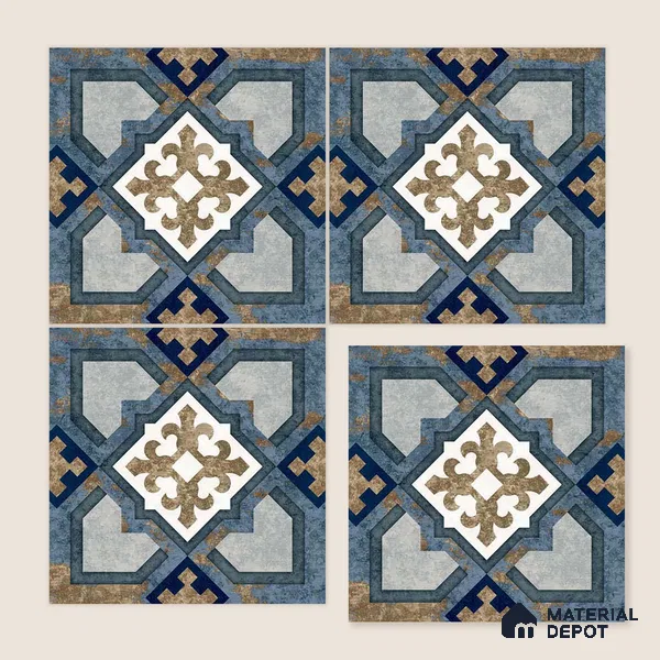 Moroccan Wall & Floor Tile TL 08375 1 ft x 1 ft Vitrified Matte Finish - 8 mm | Suitable For Bathroom, Kitchen, Balcony | Please Expect a Slight Variation of Pattern