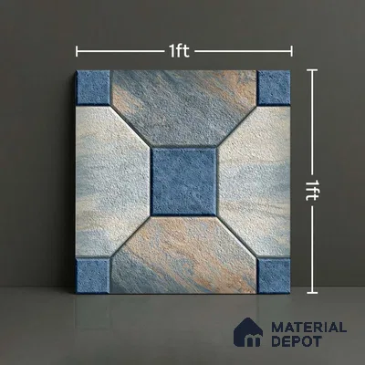 Stone Look Parking Tile TL 08387  1 ft x 1 ft Vitrified Matte Finish - 8 mm | Please Expect a Slight Variation of Pattern