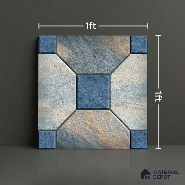 Stone Look Parking Tile TL 08387 1 ft x 1 ft Vitrified Matte Finish - 8 mm | Please Expect a Slight Variation of Pattern