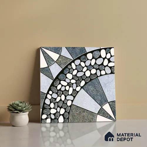 Patterned Look Parking Tile TL 08389 1 ft x 1 ft Vitrified Matte Finish - 8 mm | Please Expect a Slight Variation of Pattern
