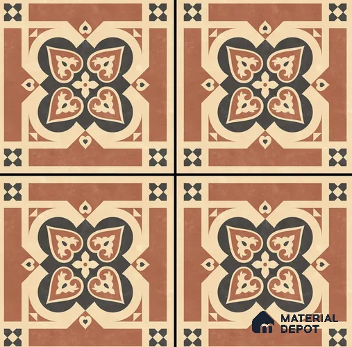 Moroccan Floor & Wall Tile TL 08392 | 88099| 8 x 8 inch Matte Finish Vitrified Tile - 9 mm | Suitable For Kitchen, Bathroom, Balcony | Please Expect a Slight Variation of Pattern