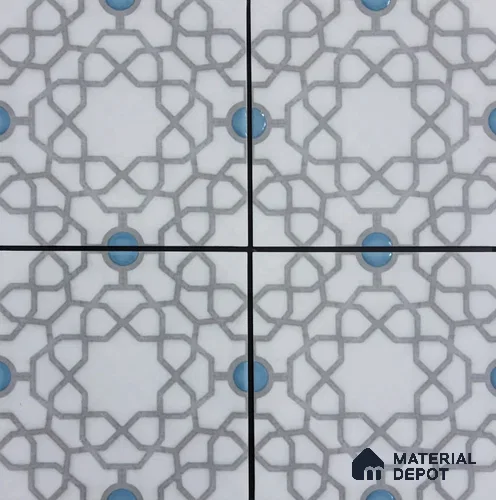 Moroccan Floor & Wall Tile TL 08396 | 88080| 8 x 8 inch Matte Finish Vitrified Tile - 9 mm | Suitable for Living Room, Bedroom & Bathroom | Please Expect a Slight Variation of Pattern