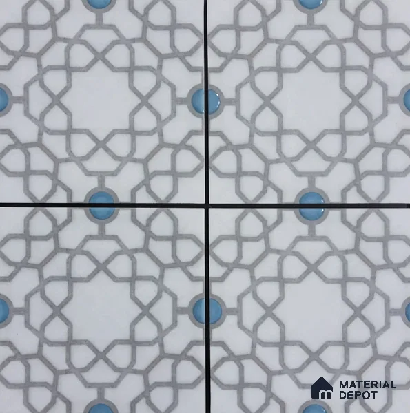 Moroccan Floor & Wall Tile TL 08396 | 88080| 8 x 8 inch Matte Finish Vitrified Tile - 9 mm | Suitable for Living Room, Bedroom & Bathroom | Please Expect a Slight Variation of Pattern