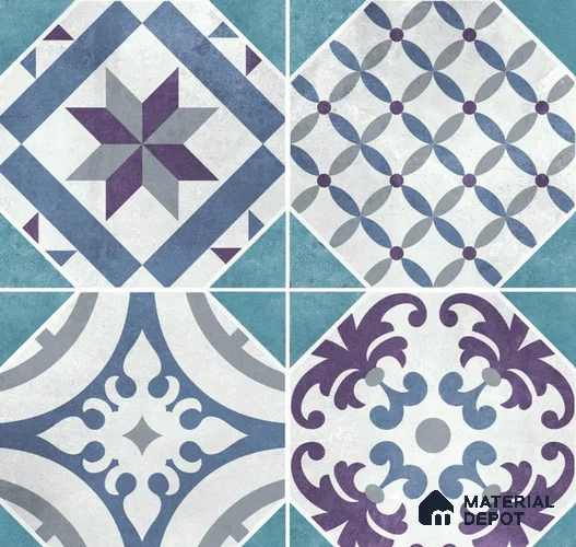 Moroccan Floor & Wall Tile TL 08398 | 88070| 8 x 8 inch Matte Finish Vitrified Tile - 9 mm | Suitable for Living Room, Bedroom & Bathroom | Please Expect a Slight Variation of Pattern