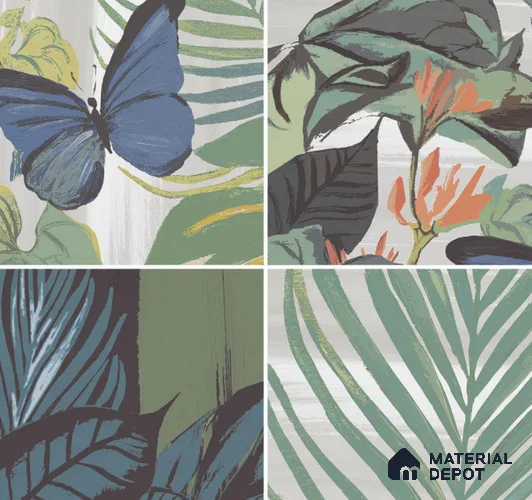 Tropical Wall Tile TL 08400 | 88048| 8 x 8 inch Matte Finish Vitrified Tile - 9 mm | Suitable for Living Room, Bedroom & Bathroom | Please Expect a Slight Variation of Pattern