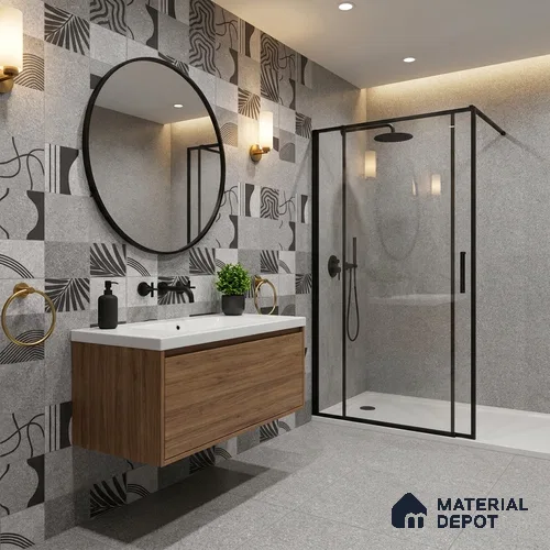 Cement Wall & Floor Tile TL 08406 B Terrcon Gray Base 4 ft x 2 ft Grey Vitrified Matte Finish Plain Tile - 9 mm | Ideal for Living Room, Bathroom, Kitchen