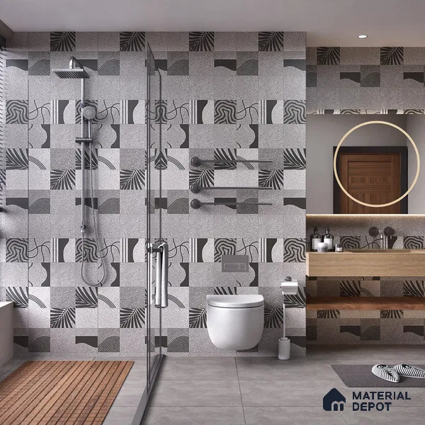 Highlighter Wall Tile TL 08406 Terrcon Gray Decor 4 ft x 2 ft Grey Vitrified Matte Finish Decor Tile - 9 mm | Suitable For Bathroom, Accent/Feature Wall, Dining Area