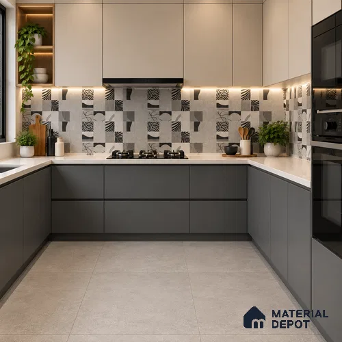 Highlighter Wall Tile TL 08406 Terrcon Gray Decor 4 ft x 2 ft Grey Vitrified Matte Finish Decor Tile - 9 mm | Suitable For Bathroom, Accent/Feature Wall, Dining Area