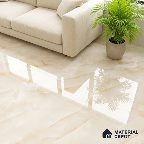 Marble Floor & Wall Tile TL 08407 Visioner Shell 4 ft x 2 ft Glossy Finish Vitrified Tile - 9 mm | Suitable for Living Room, Bedroom & Bathroom