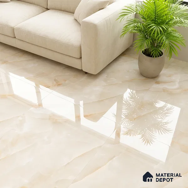 Marble Floor & Wall Tile TL 08407 Visioner Shell 4 ft x 2 ft Glossy Finish Vitrified Tile - 9 mm | Suitable for Living Room, Bedroom & Bathroom