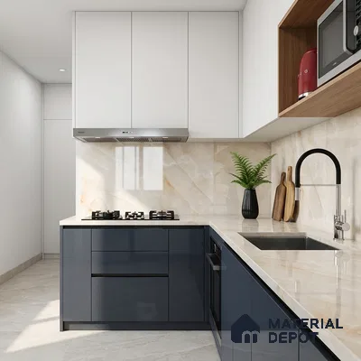 Marble Floor & Wall Tile TL 08407 Visioner Shell 4 ft x 2 ft Glossy Finish Vitrified Tile - 9 mm | Suitable for Living Room, Bedroom & Bathroom