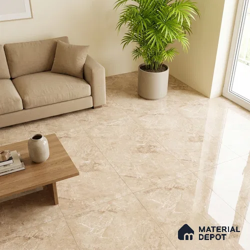Marble Floor & Wall Tile TL 08412 Rayina Camel 4 ft x 2 ft Glossy Finish Vitrified Tile - 9 mm | Suitable for Living Room, Bedroom & Bathroom