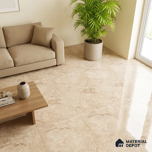 Marble Floor & Wall Tile TL 08412 Rayina Camel 4 ft x 2 ft Glossy Finish Vitrified Tile - 9 mm | Suitable for Living Room, Bedroom & Bathroom