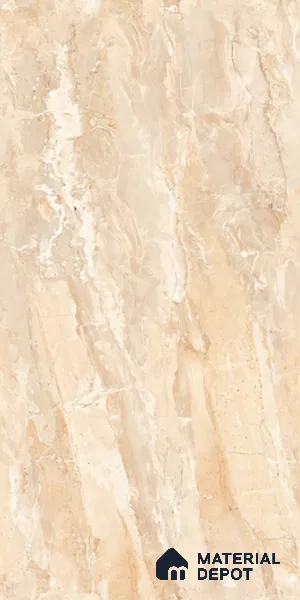 Marble Onyx Wall & Floor Tile TL 08415 Wheat Beige 4 ft x 2 ft Glossy Finish Vitrified Tile - 9 mm | Suitable For Living Room, Bedroom, Dining