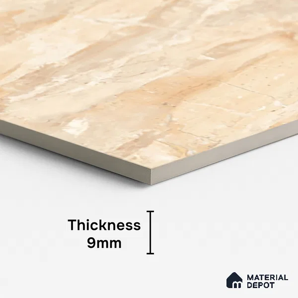 Marble Onyx Wall & Floor Tile TL 08415 Wheat Beige 4 ft x 2 ft Glossy Finish Vitrified Tile - 9 mm | Suitable For Living Room, Bedroom, Dining