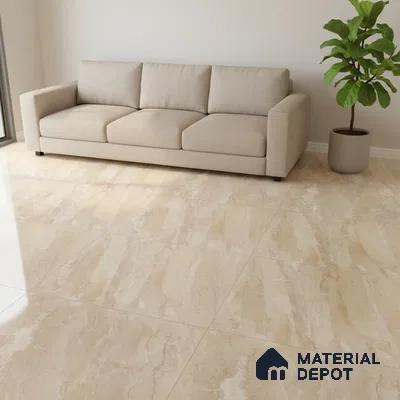 Marble Floor & Wall Tile TL 08415 Eniza Beige 4 ft x 2 ft Glossy Finish Vitrified Tile - 9 mm | Suitable for Living Room, Bedroom & Bathroom (Sample)