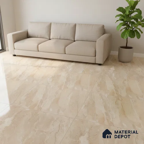 Marble Floor & Wall Tile TL 08415 Eniza Beige 4 ft x 2 ft Glossy Finish Vitrified Tile - 9 mm | Suitable for Living Room, Bedroom & Bathroom