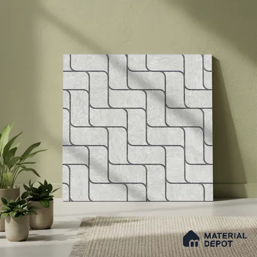Patterned Look Parking Tile TL 08416 B 1.6 ft x 1.6 ft Vitrified Matte Finish - 12 mm | Pattern Alignment May Vary | 2-3 mm Spacer is Mandatory