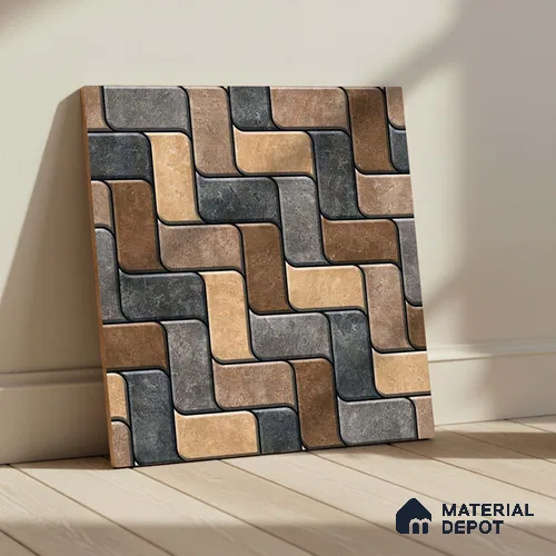 Patterned Look Parking Tile TL 08418 1.6 ft x 1.6 ft Vitrified Matte Finish - 12 mm | Pattern Alignment May Vary | 2-3 mm Spacer is Mandatory