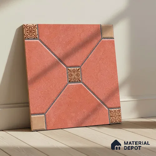 Moroccan Look Parking Tile TL 08419 1.6 ft x 1.6 ft Vitrified Matte Finish - 12 mm | Pattern Alignment May Vary | 2-3 mm Spacer is Mandatory