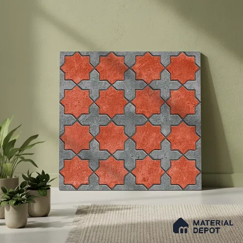 Patterned Look Parking Tile TL 08420 1.6 ft x 1.6 ft Vitrified Matte Finish - 12 mm | Pattern Alignment May Vary | 2-3 mm Spacer is Mandatory