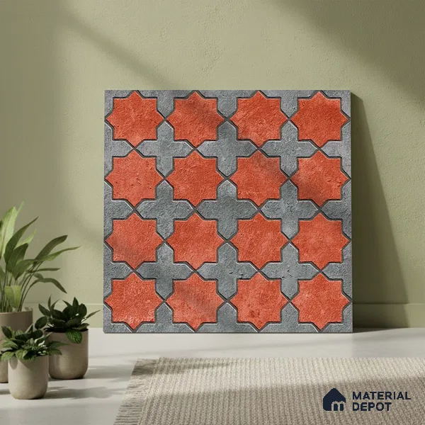 Patterned Look Parking Tile TL 08420 1.6 ft x 1.6 ft Vitrified Matte Finish - 12 mm | Pattern Alignment May Vary | 2-3 mm Spacer is Mandatory