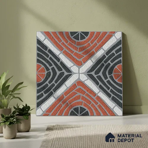 Patterned Look Parking Tile TL 08421  1.6 ft x 1.6 ft Vitrified Matte Finish - 12 mm | Pattern Alignment May Vary | 2-3 mm Spacer is Mandatory