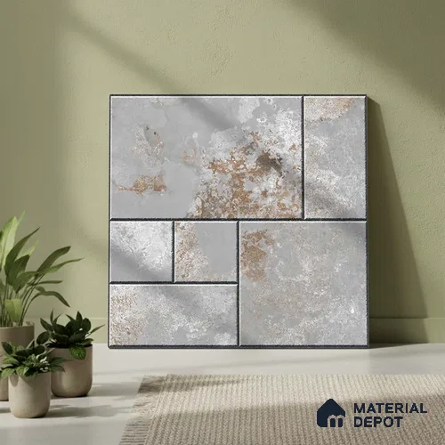 Stone Look Parking Tile TL 08422 1.6 ft x 1.6 ft Vitrified Matte Finish - 12 mm | Pattern Alignment May Vary | 2-3 mm Spacer is Mandatory