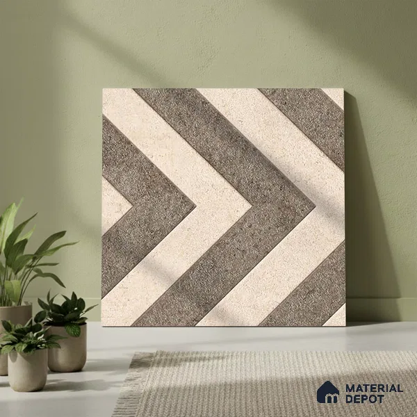 Patterned Look Parking Tile TL 08424 1.6 ft x 1.6 ft Vitrified Matte Finish - 12 mm | Pattern Alignment May Vary | 2-3 mm Spacer is Mandatory